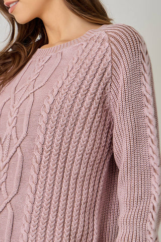 Meadowbrook Washed Cable Knit Sweater