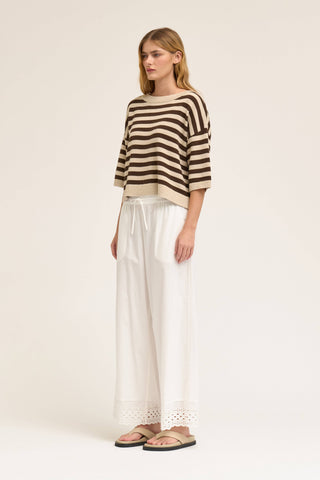 The Drop Shoulder Striped Knit Top