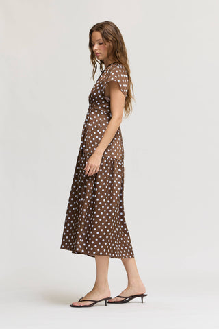Gamble Polka Dot Satin Midi Dress