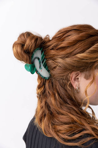 Serpent Jade Green Acetate Claw Clip