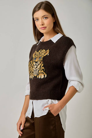 Cocoa Cub Leopard Mohair Vest