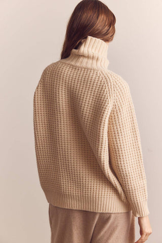 Wool turtleneck waffle sweater