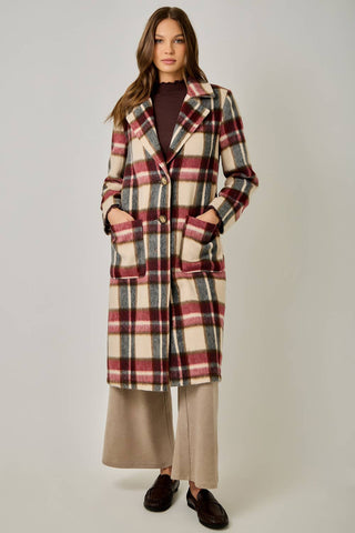 Midnight Moor Brushed Plaid Long Coat