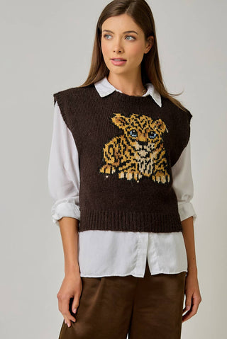 Cocoa Cub Leopard Mohair Vest