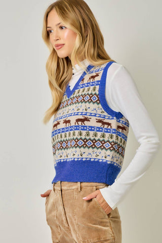 Lodge Fair Isle Moose Sweater Vest