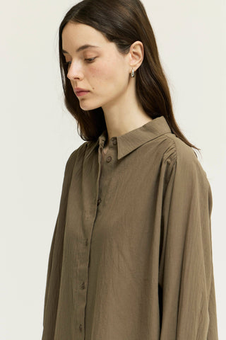 The Olive Grove Shirred Cotton Shirt