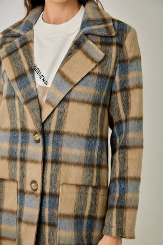 Midnight Moor Brushed Plaid Long Coat