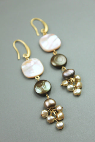 Pearl Cluster Dangle Earrings