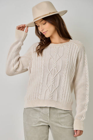 Meadowbrook Washed Cable Knit Sweater