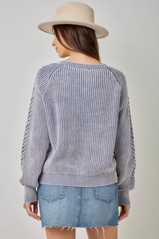 Meadowbrook Washed Cable Knit Sweater