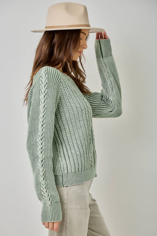 Meadowbrook Washed Cable Knit Sweater