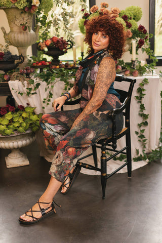 Flight of Fancy Linen Cropped Artist Pants w/ Hummingbird