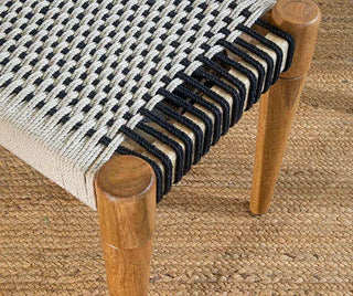 Black & White Rope & Wood Bench