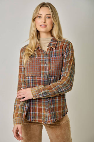 Hearthstone Washed Plaid Fringe Shirt