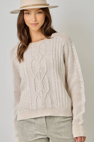 Meadowbrook Washed Cable Knit Sweater