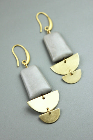 Colleen Magnesite and Brass Dangle Earrings