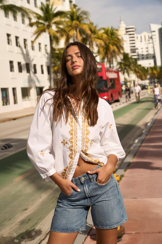 The Valentina Embroidered Blouse — White