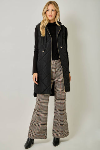 Chai Quilted Puffer Hooded Long Vest