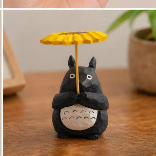 Totoro Figurine With Sunflower-Umbrella