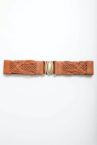 Oval Buckle Braided Belt — Black