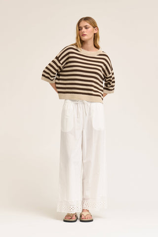 The Drop Shoulder Striped Knit Top