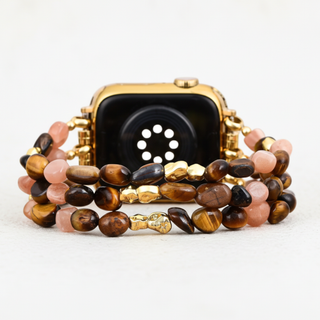 Golden Rosewood Stone Stretch Apple Watch Strap
