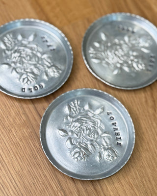 Hand Stamped Pewter Dish