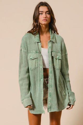 Sage Waffle Shacket