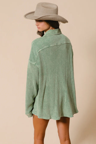 Sage Waffle Shacket