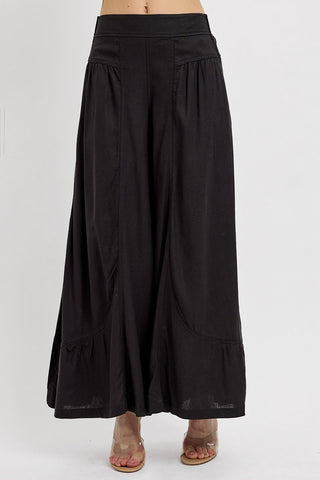 Shirring Detail Linen Blend Pants