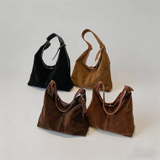 Saddle Faux Suede Slouch Hobo Bag