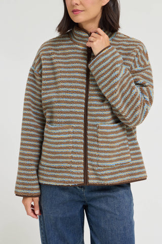 Cocoa Stripe Fleece Jacket