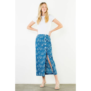 The Side Button Fish Pattern Skirt