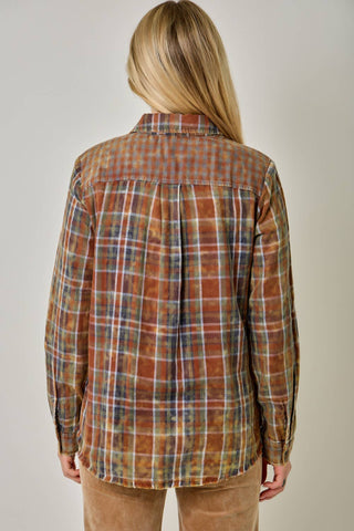 Hearthstone Washed Plaid Fringe Shirt