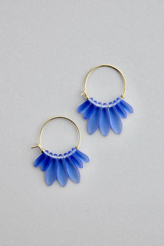 Blue Glass Hoop Earrings