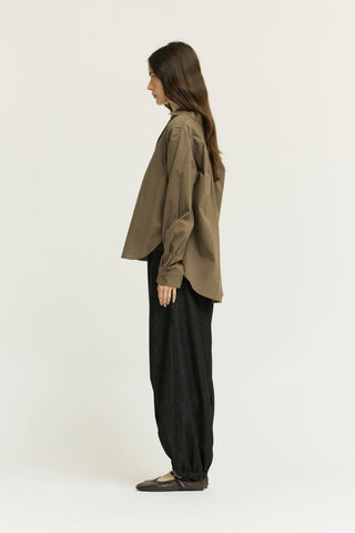 The Olive Grove Shirred Cotton Shirt