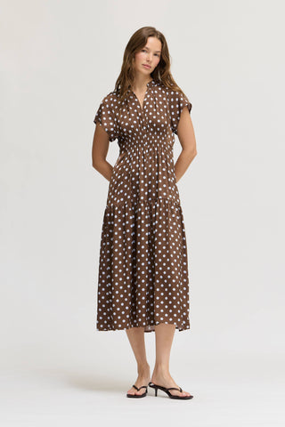 Gamble Polka Dot Satin Midi Dress