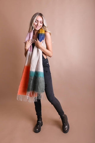 Palette Color Block Faux Mohair Scarf