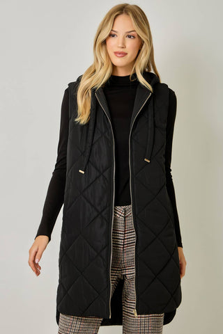 Chai Quilted Puffer Hooded Long Vest