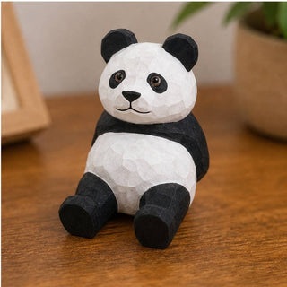 Hand-Carved Panda Phone Stand