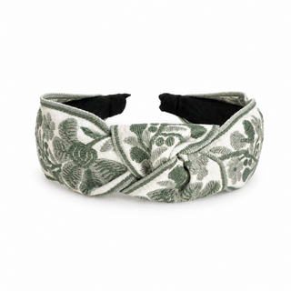 French Floral Woven Headband – Embroidered Texture