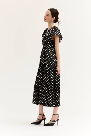 Gamble Polka Dot Satin Midi Dress