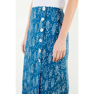 The Side Button Fish Pattern Skirt