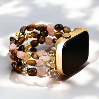 Golden Rosewood Stone Stretch Apple Watch Strap