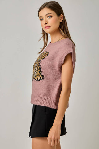 Cocoa Cub Leopard Mohair Vest