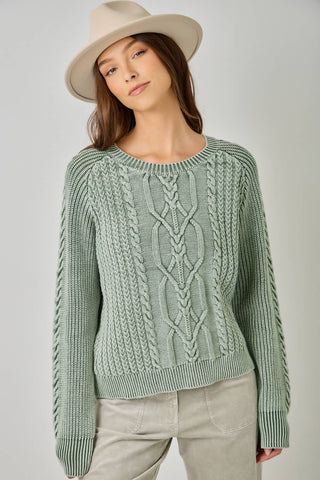 Meadowbrook Washed Cable Knit Sweater