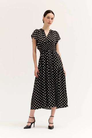 Gamble Polka Dot Satin Midi Dress