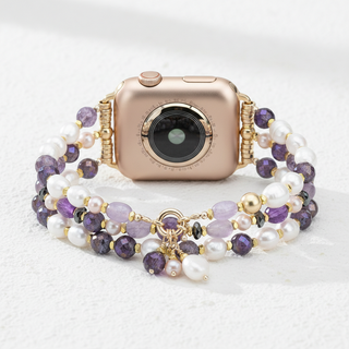 Amethyst Pearl Cluster Stretch Apple Watch Strap