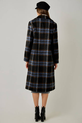 Midnight Moor Brushed Plaid Long Coat
