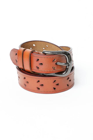 Petal Punch-Out Leather Belt